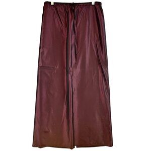 Anne Klein 2  Womens 8 Skirt Burgundy Satin Maxi Long Elastic Waist Slit Evening